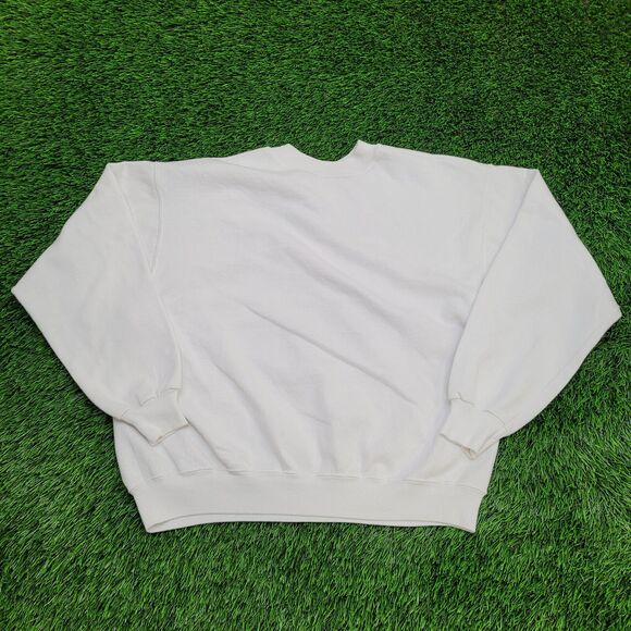 Vintage 90s Basketball Cropped Sweatshirt Medium 23x22 White - Picture 2 of 11